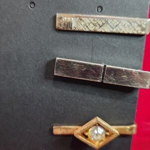 Men's Gold-Tone Tie Clip with Clear Stone Accent